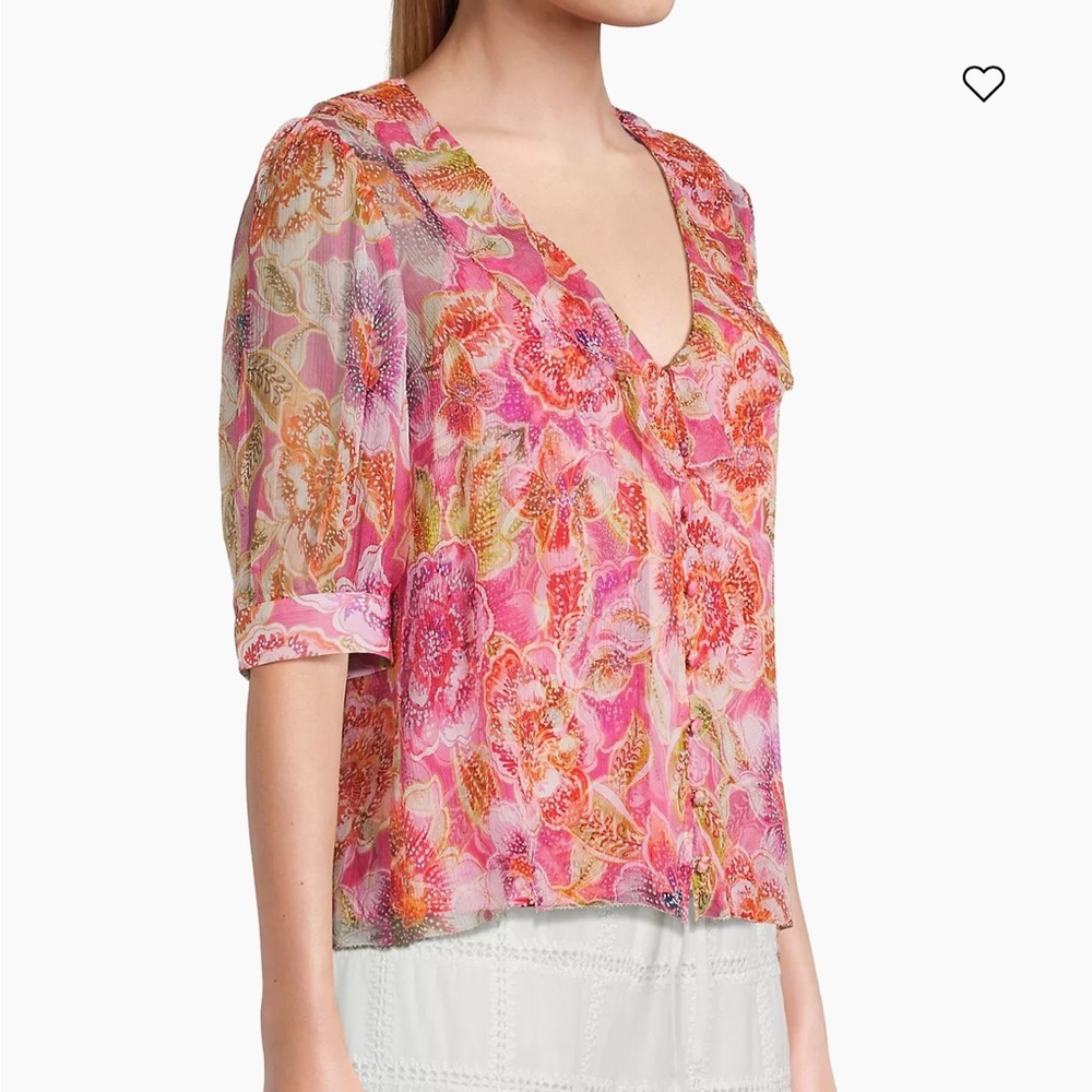 Johnny Was-Jade Collection NWT MARCIA Romantic Silk Floral Ruffle BlouseCami Set - Picture 6 of 16